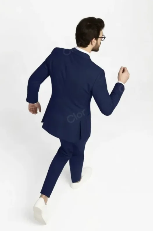 Same running model seen from behind